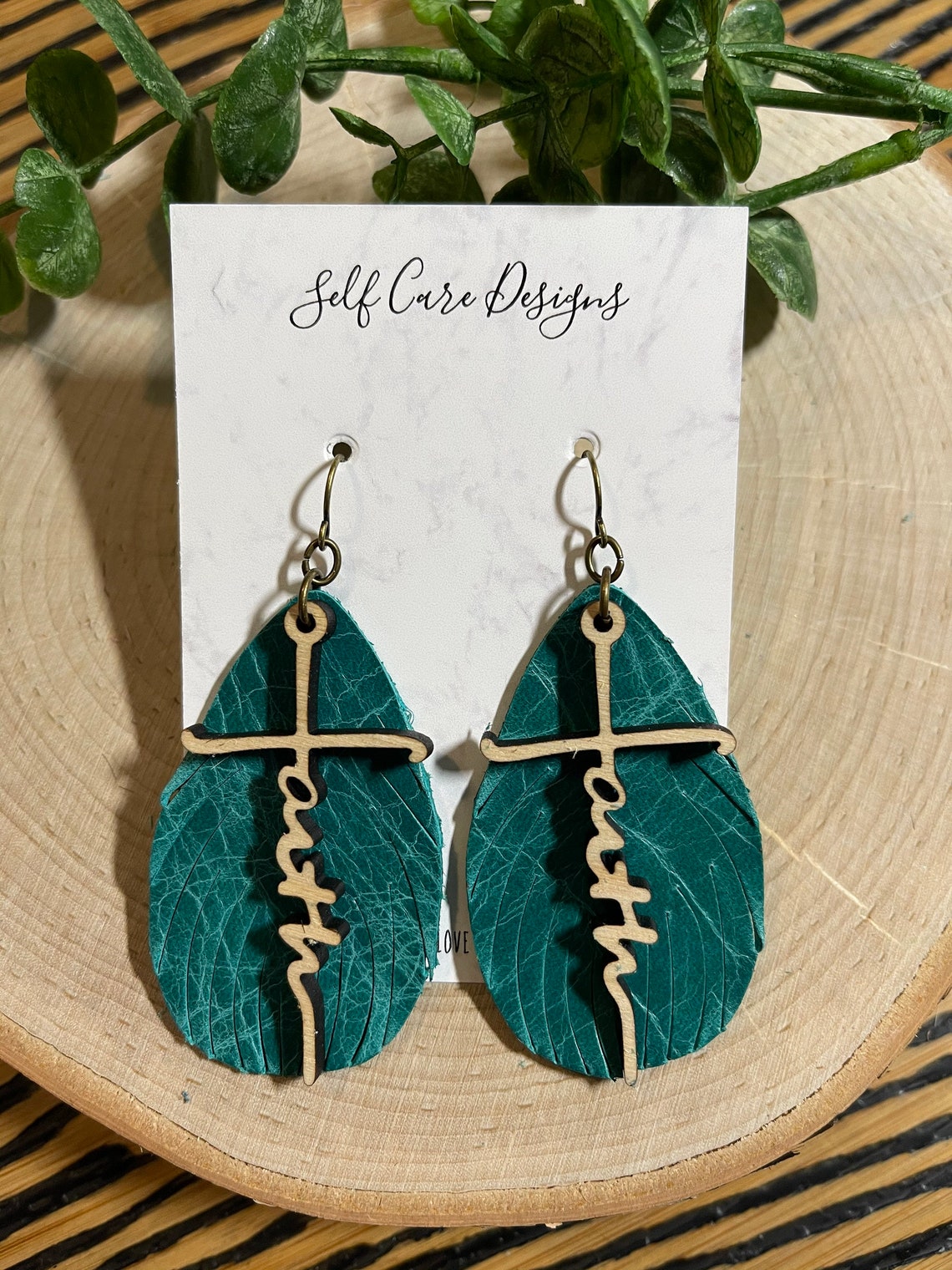 Leather faith earrings Faith earrings leather fringe Etsy