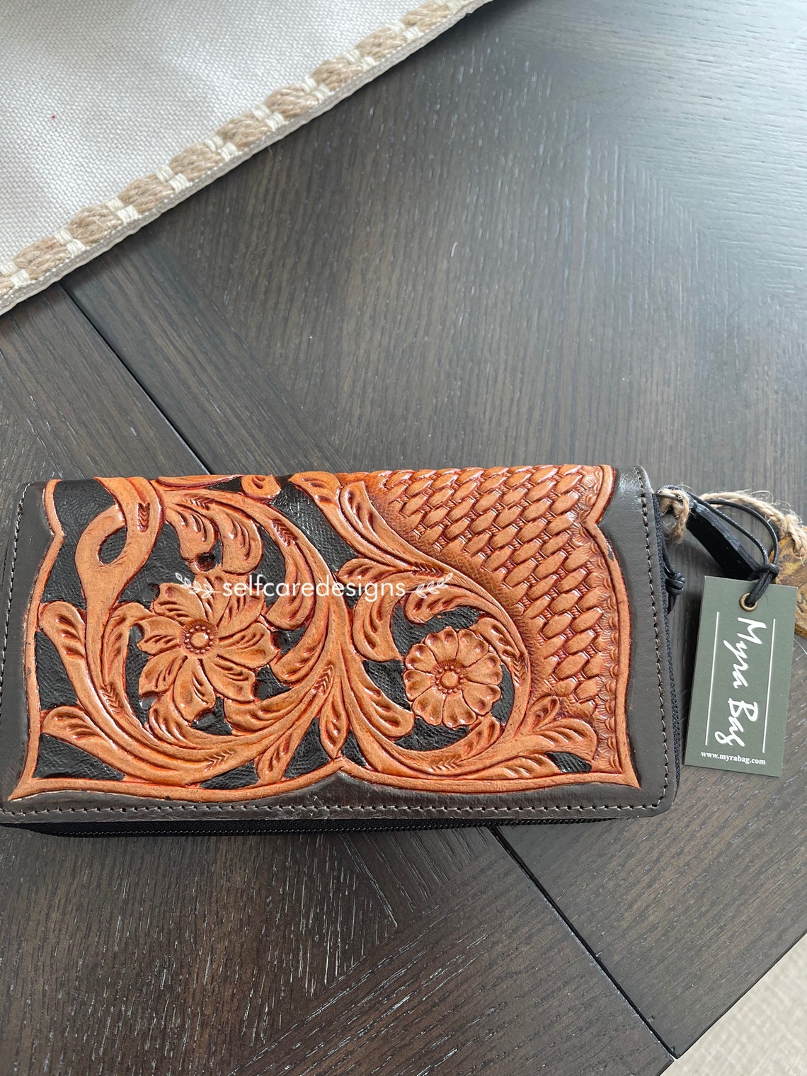 Tooled leather wallet myra bag mynxe wallet leather wallet Etsy