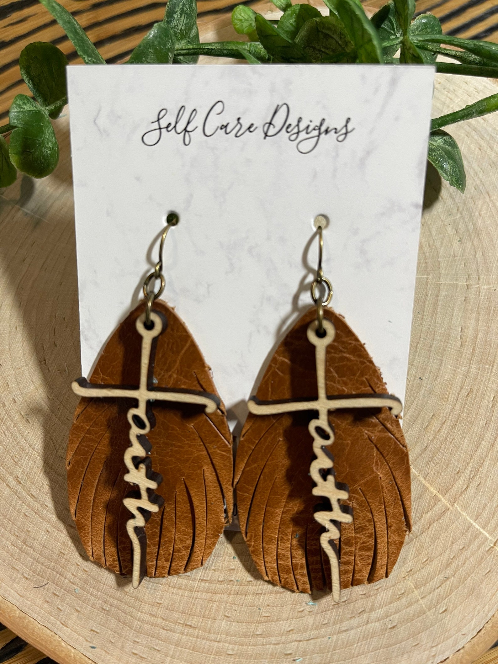 Leather faith earrings Faith earrings leather fringe Etsy