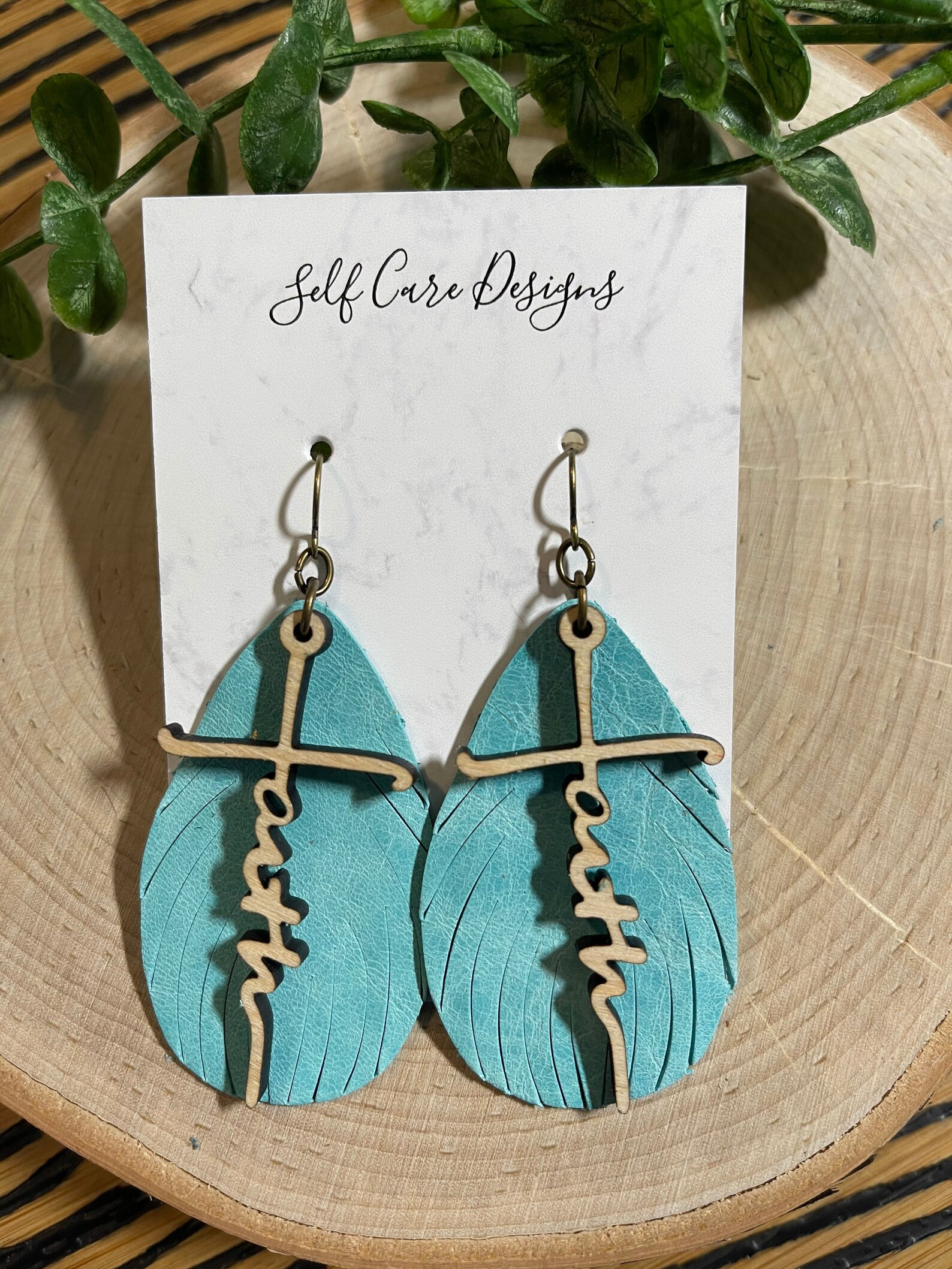 Leather faith earrings Faith earrings leather fringe Etsy