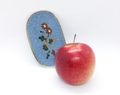 Cloisonne vintage Japan Meiji, tidy, turquoise background, bronze branch decor cloisonné circa 1900