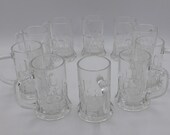10 liqueur glasses, glass shooter, pressed molded, form choppe, digestive, liqueur, Vintage, French antiquity