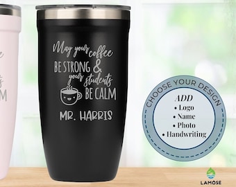 Personalized Teacher Tumblers in Bulk • Custom Teacher Insulated Mugs 16 oz • Teacher Appreciation Gifts • Assistant Teacher Gifts • P16 PM