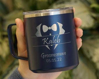Custom Bachelor Coffee Mug, Personalized Groomsmen Mug, Wedding Favors for Guest in Bulk, Custom Wedding Gifts, Father of the Bride • H12