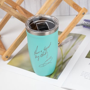 Actual Handwriting Tumbler, Unique Father's Day Gift, Custom Engraved Tumbler 16oz, Personalized Gifts for Dad, Gift for Grandpa • P160HW