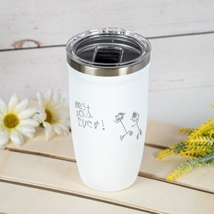 Kids Drawing Engraved on Insulated Tumbler Father's Day Gifts for Dad P16 image 1