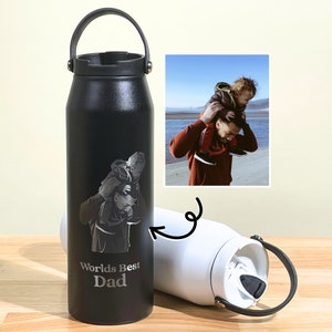 1 Liter Bottle for Dad • Dad Tumbler • Gifts for Dad • Photo Engraved Bottle • Personalized Father's Day Gift • Gifts for Him • G34