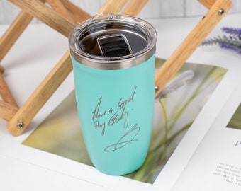 Actual Handwriting Tumbler, Unique Father's Day Gift, Custom Engraved Tumbler 16oz, Personalized Gifts for Dad, Gift for Grandpa • P160HW