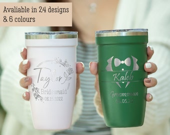 Custom Wedding Tumblers • Gifts for Groom • Gifts for Bride • Personalized Name Tumbler • Couples Gift • Laser Engraved Travel Mug, P16 PM