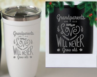 Personalized Tumbler for Grandparents • Custom Grandpa Mug • Gifts for Grandma • Engraved Travel Mug • Insulated Tumbler With Lid • P16 PM