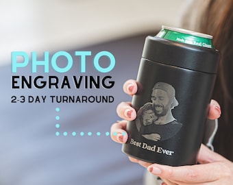 Personalized Standard Can Cooler • Custom Photo Engraving • Beer Can Holder • Gifts for Dad • Laser Engraved Can Cozy • L12