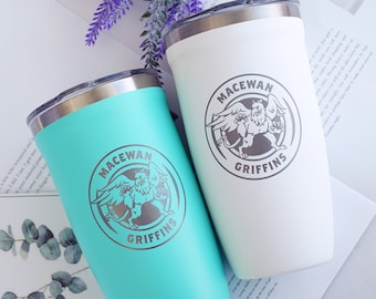 Logo Engraved Tumbler 16oz • Personalized Employee Appreciation Gift • Bulk Order Mug • Custom Insulated Travel Mug • P16