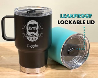 Leakproof Travel Coffee Mug for Dad • Personalized Dad Tumbler • Father's Day Mug • Beard Dad • Laser Engraved Mug • Gifts for Dad • B24