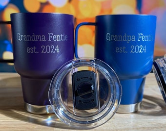 Personalized Cupholder Friendly Travel Mugs, Gifts for Grandma and Grandpa • B24 +