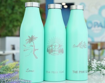 Personalized Engraved Water Bottle 21oz, Custom Vacation Bottle, Insulated Stainless Steel Bottle, Gifts for Her, Girl's Trip • R21 PM