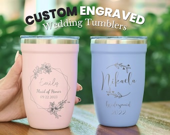 Custom Engraved Bridesmaid Tumbler 12 oz • Personalized Gifts for Bridesmaid • Wedding Wine Tumblers • Bridesmaid Proposal Gift • P12