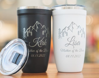 Personalized Wedding Tumblers • Mother of the Bride • Father of the Bride •  Custom Wine Tumbler • Laser Engraved 16oz Travel Mugs • P16 PM