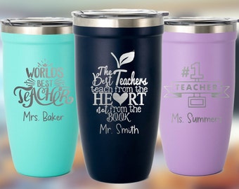 Personalized Teacher Tumbler • Best Teacher Gift • Insulated Travel Mug 16 oz • Gift for Teacher • Engraved Stainless Steel Tumbler • P16 PM