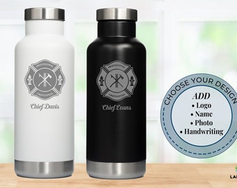 Custom Insulated Bottle for Firefighter, Personalized Bottle with Logo Engraving, Insulated Stainless Steel Bottle in Bulk 20 oz • M20
