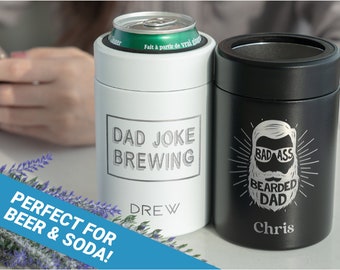 Custom Can Cooler for Dad, Personalized Can Cozy, Funny Dad Gifts, Father's Day Gift, Standard Can Holder, Laser Engraved Gift • L12 PM