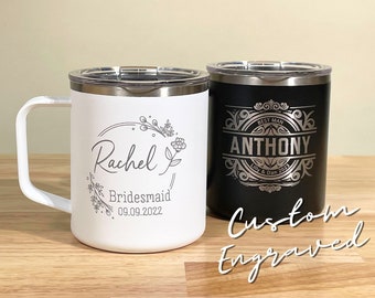 Engraved Wedding Mugs • Personalized Gift for Newly Wed • Groomsman Mugs • Bridesmaid Gifts • Father of the Bride • Bachelor Party • H12