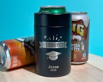 Custom Can Cooler for Grad Party • Class of 2023 Graduation • Personalized Graduation Gift • University Grad • Standard Can Cooler • L12