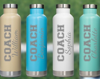 Custom Water Bottle for Coach • Personalized Name Engraved Bottle • Insulated Bottle • Stainless Steel Hockey Bottle • Gifts for Him • M27