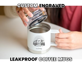 Custom Engraved Coffee Mug • Insulated Travel Mug • Personalized Camping Mug • Gifts for Him • Thank You Gift • Eco Friendly Mug • HP