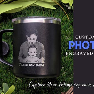 Photo Gift, Custom Picture Mug, Engraved Stainless Steel Tumbler, Personalized