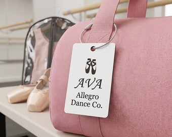 Dance Bag Tag, Personalized Dancer Name Tag, Engraved Dance Team Gift, Recital Gift, Dance Studio Bag Tag, Competition Team Gift