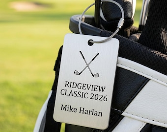 Custom Golf Bag Tag, Engraved Golf Tournament Tag, Personalized Golf Gift for Men, Golf Club Member Tag, Golfer Gift, Bag Tag