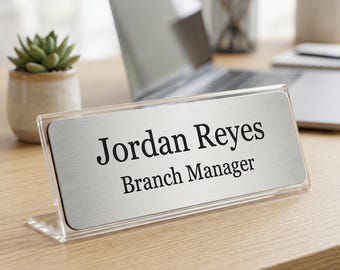 Desk Name Plate with Stand, Custom Engraved Office Name Plate, Personalized Desk Sign, Teacher Manager Gift, Name Plate for Desk