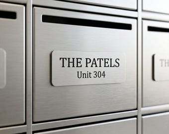 Mailbox Name Plate, Engraved Condo Mailbox Label, Apartment Mailbox Name Sign, Peel and Stick Name Plate, Custom Unit Number Label