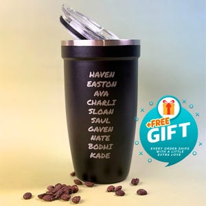Engraved Travel Tumbler, Team Coffee Cup, Custom Name Mug, Laser Etched Drinkware, Insulated Vacuum Mug, Fathers Day Gift P16