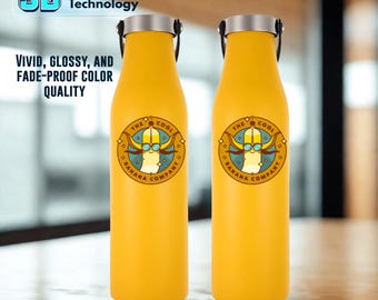 Custom 5D UV Colour Printed Water Bottle 21oz, Personalized Team Logo and Art Designs, Insulated Flask