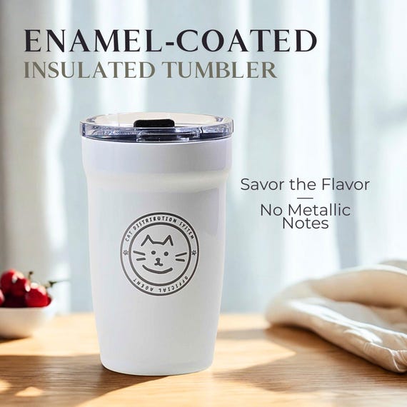 Enamel Coated Travel Mug 12oz, Insulated Coffee Tumbler with Leakproof Lid, Double Walled Vacuum Cup
