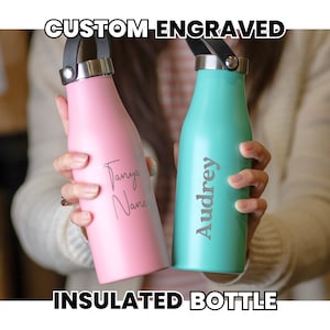 Custom Name Bottle, Personalized Gift, Sports Flask, Pastel Colors, Engraved Design, Birthday Present, Holiday Keepsake, R14