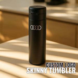 Custom Logo Engraved Skinny Tumbler, Corporate Gift for Employees, Business Branding Drinkware, Personalized Client Thank You Present, E16