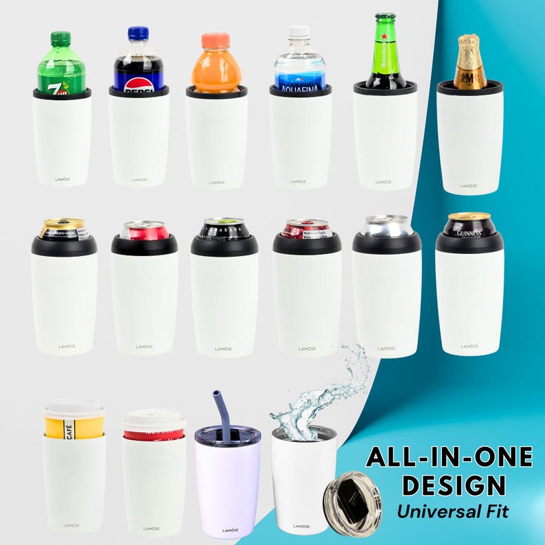 a collage of all - in - one coffee cups with lids and lids