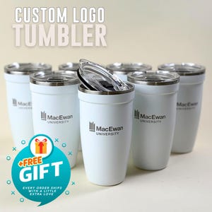 Logo Engraved Tumbler Travel Coffee Mug, Employee Gift Idea, Vacuum Insulated Cup, Stainless Steel Mug BPA Free Lid, Corporate Gifts, P16
