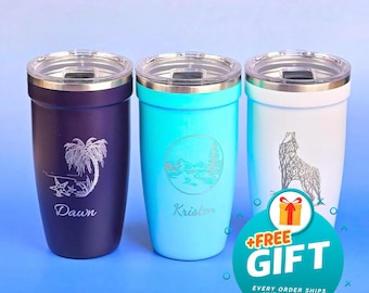 Regalo per gli amanti del caffè, bicchiere inciso, tazza riutilizzabile in acciaio inossidabile, personalizzata da 16 once