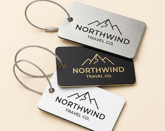Custom Logo Luggage Tags Bulk, Engraved Corporate Luggage Tag, Company Gift, Employee Appreciation, Client Gift, Event Swag