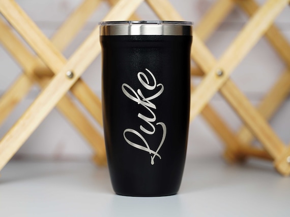  Personalized Travel Tumbler Coffee Mug - Engraved Custom  Monogrammed - 16 oz (Silver): Home & Kitchen