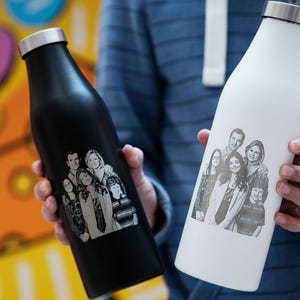 Custom Photo Flask, Dog Memorial Gift, Photo Laser-Engraved Flask, Insulated Vacuum Bottle, Durable Metal Water Bottle, Handwash Recommended