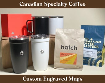 Specialty Coffee Gift Box | Thank You Gift | Personalized Mugs with Name Engraving | Fresh Coffee Beans | P16 H12