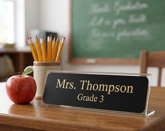 Teacher Desk Name Plate with Stand, Engraved Teacher Name Sign, Personalized Teacher Gift, Classroom Desk Sign, Teacher Appreciation