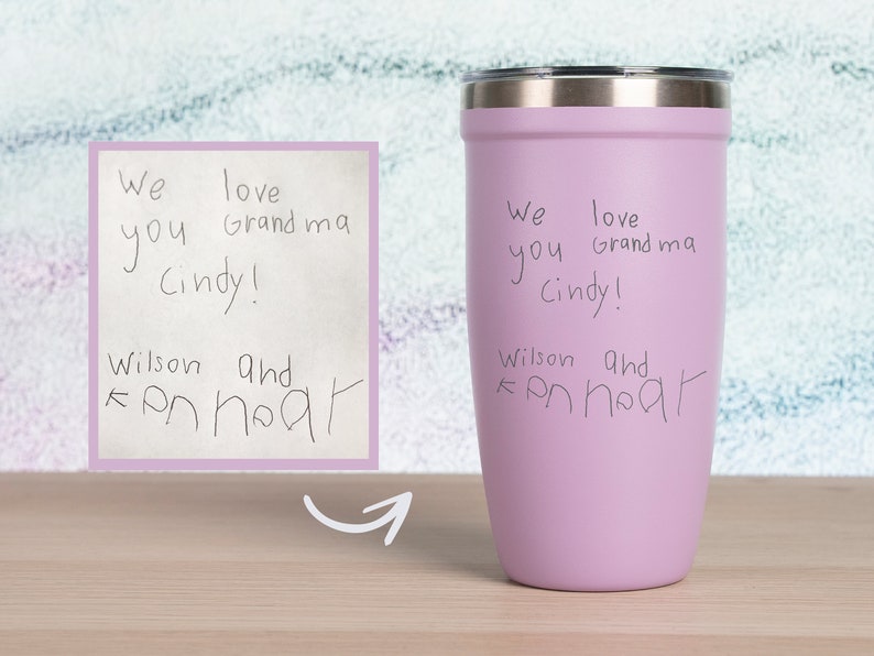 Actual Handwriting Tumbler, Unique Father's Day Gift, Custom Engraved Tumbler 16oz, Personalized Gifts for Dad, Gift for Grandpa • P160HW 