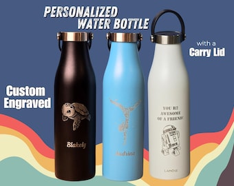 Botella de agua con foto, vaso con retrato grabado personalizado, botella térmica personalizada para hombre y mujer, recuerdo.