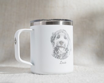 Dog Photo Mug, Custom Pet Photo Mug, Personalized Gift for Dog Owner, Insulated Stainless Steel Coffee Mug 18 oz • H180PH