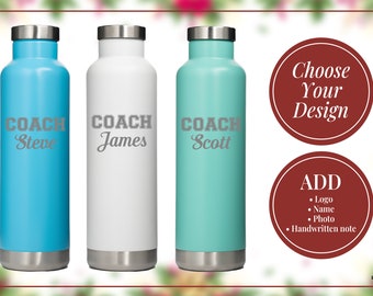 Custom Name Engraved Flask, Personalized Insulated Water Bottle 27 oz, Gifts for Sports Coach, Sports Trainer Gifts • M27